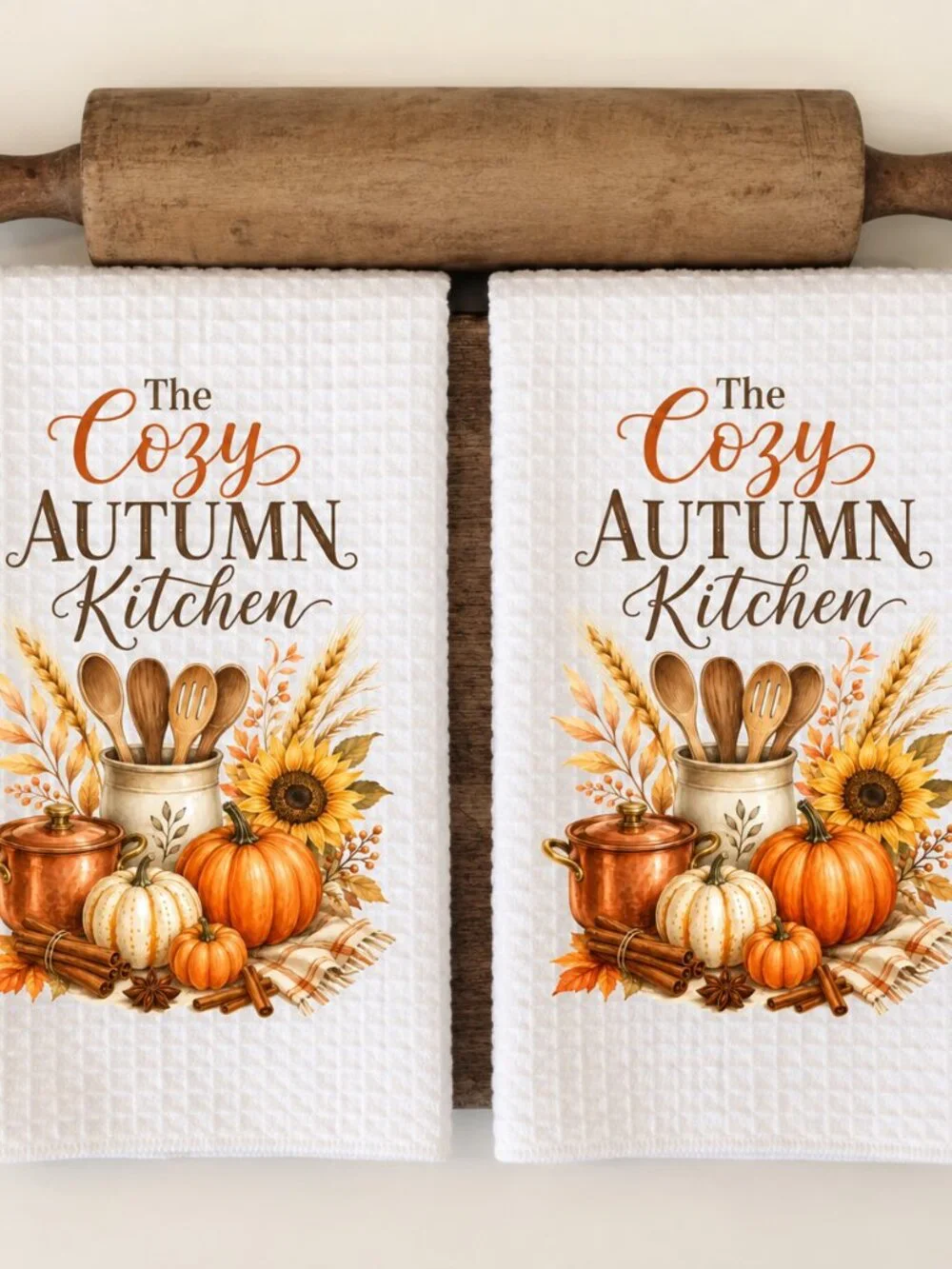 The Cozy Autumn Kitchen Towel, Pumpkin Dish Towel, Fall Hand Towel